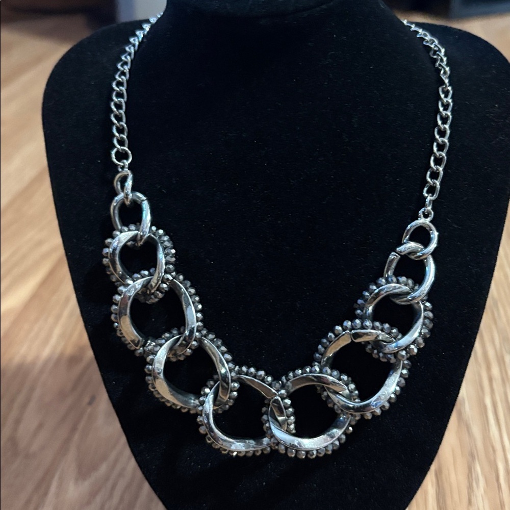 KENNETH COLE NEW YORK RHINESTONE LINKED SILVER-TONE 17" - 20" NECKLACE